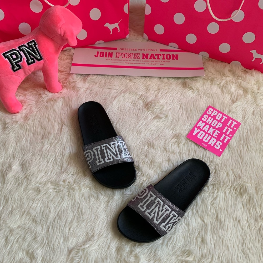 Pink Victoria’s Secret Campus Glitter Logo Slides